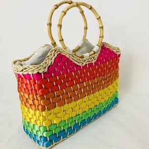 Cappelli Rainbow Straw Tote Bag